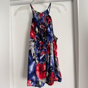 Sunny Leigh Floral Sleeveless Top with Ruffle Detail